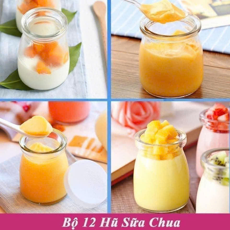 SET 12 HŨ LÀM SỮA CHUA THỦY TINH 100ML