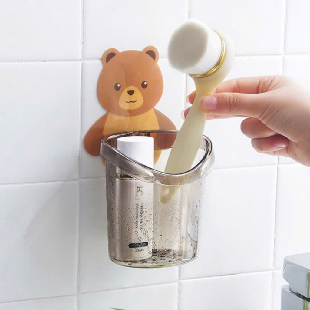 SET 5 CỐC GẤU DÁN TƯỜNG ĐỰNG BÀN CHẢI