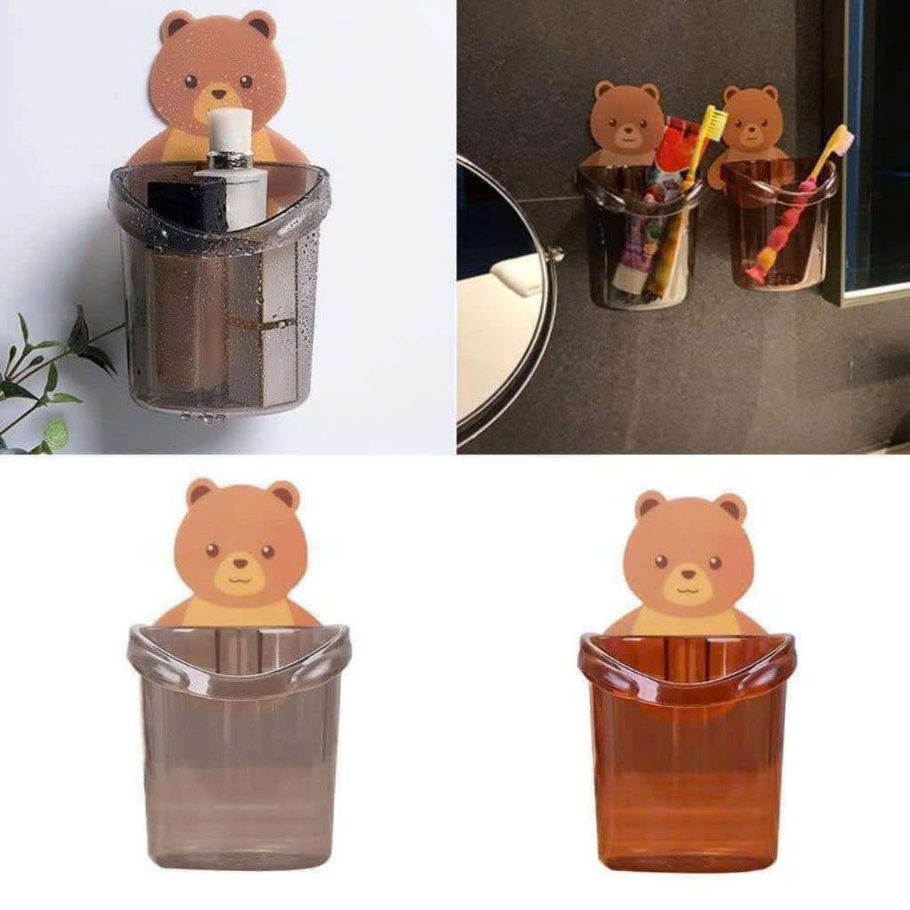 SET 5 CỐC GẤU DÁN TƯỜNG ĐỰNG BÀN CHẢI