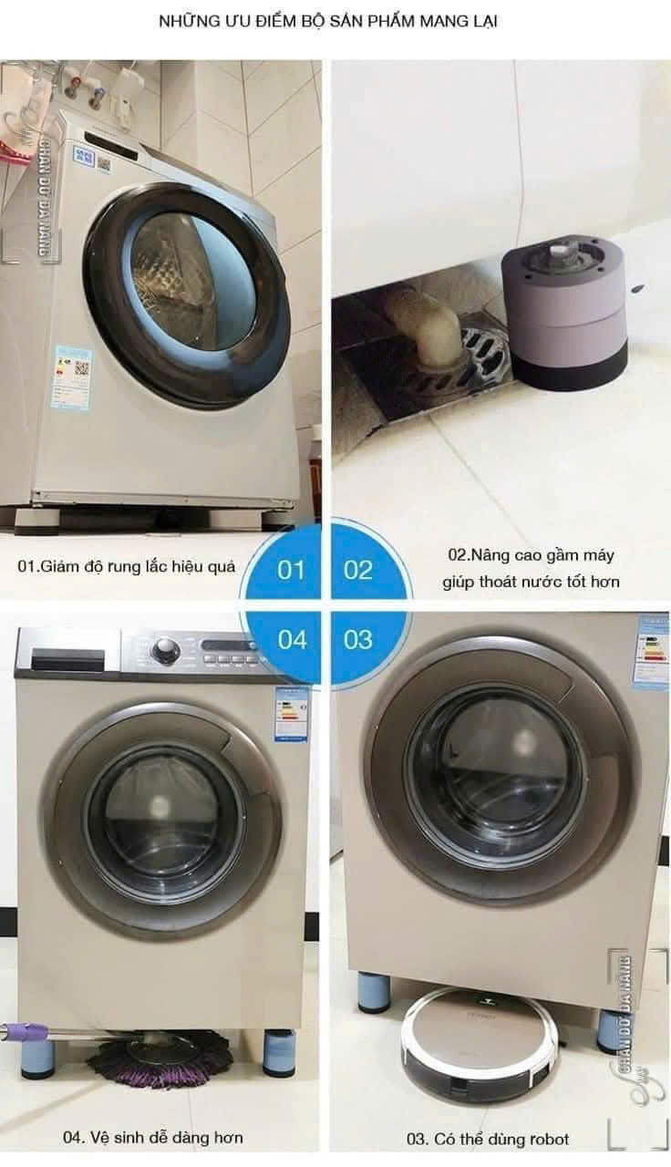 COMBO 4 chân đế kê MÁY GIẶT, CHỐNG RUNG