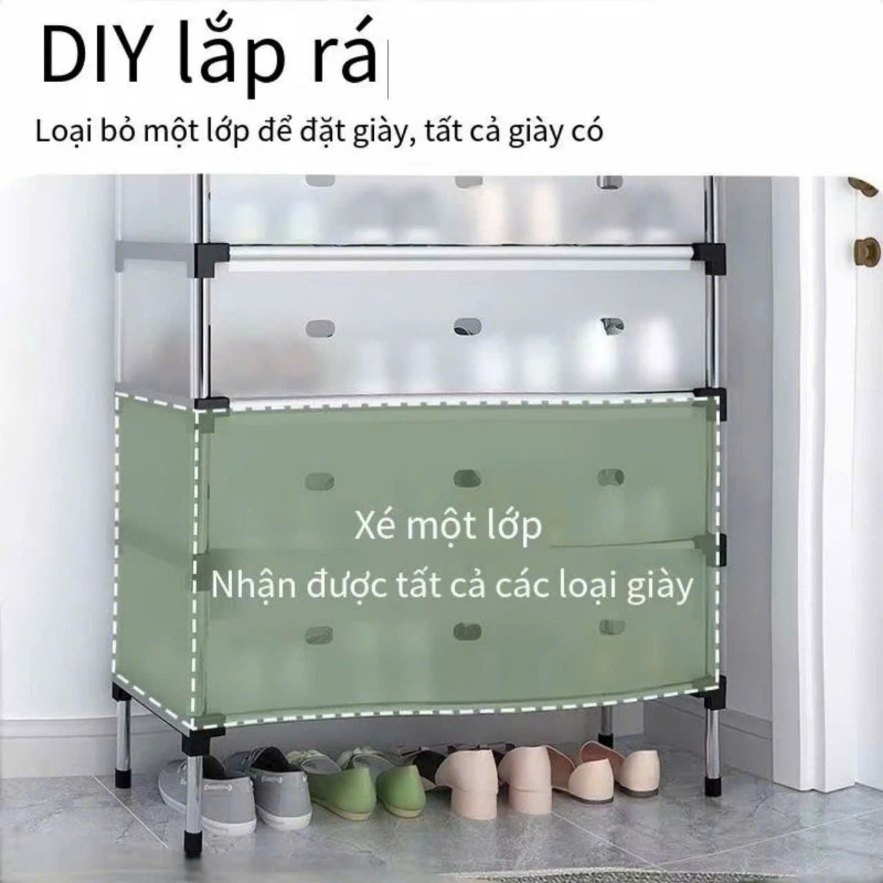 KỆ ĐỂ GIẦY, DÉP 5 TẦNG INOX CHỐNG BỤI CAO CẤP