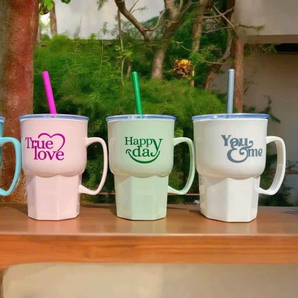 Ly Quai Ống Hút 550ml TLT True Love, Happy day..