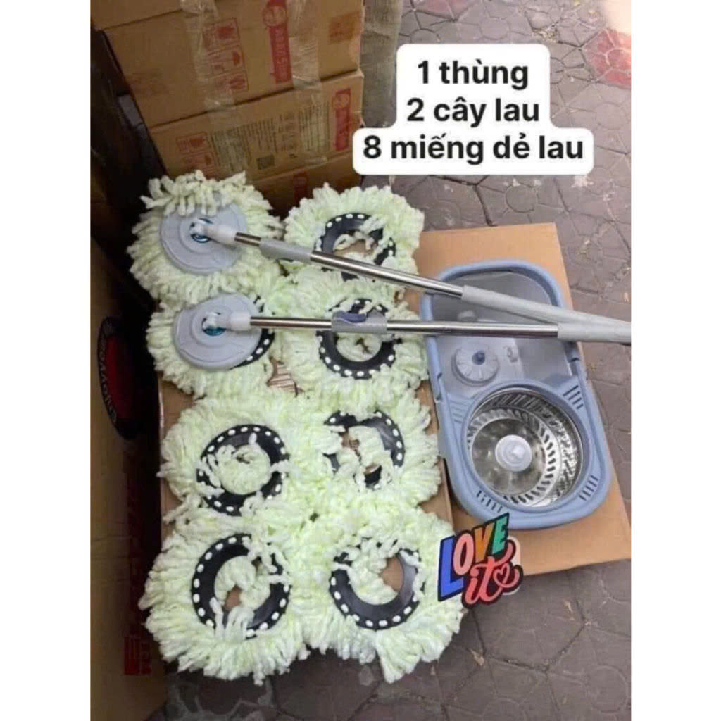 THÙNG LAU NHÀ XOAY 360 độ 8 Bông
