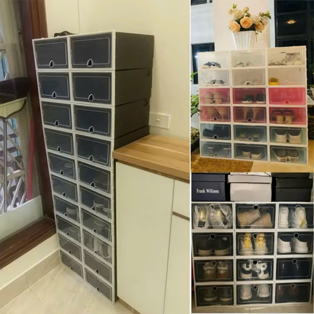 SET 5 HỘP ĐỰNG GIÀY DÉP NHỰA CỨNG TRONG SUỐT
