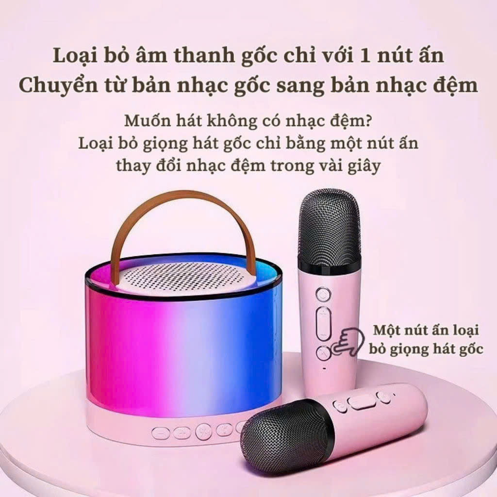 BỘ LOA BLUETOOTH KÈM 2 MIC K52 CÓ ĐÈN LED