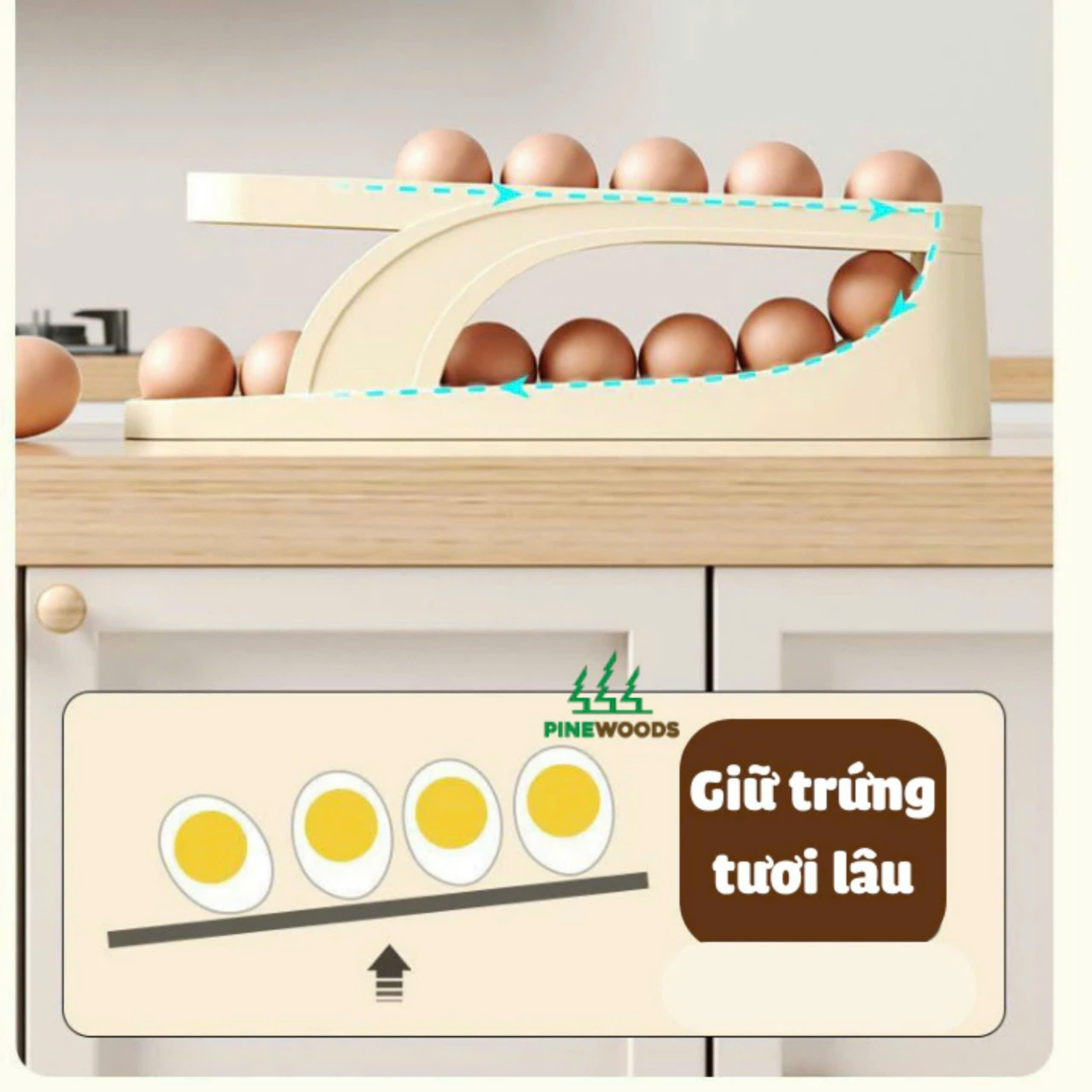 Khay đựng trứng 2 tầng thông minh
