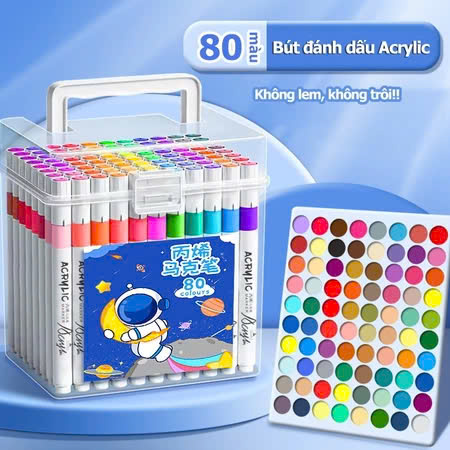 Hộp Bút acrylic FORBABY Phi Hành Gia 80 màu