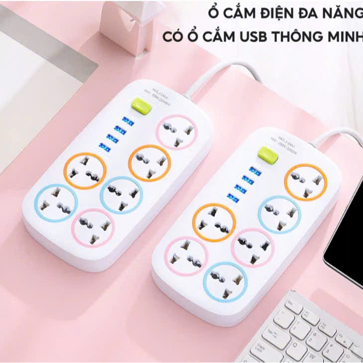 Ổ điện đa năng thông minh 6 lỗ 4 cổng USB tiện dụng