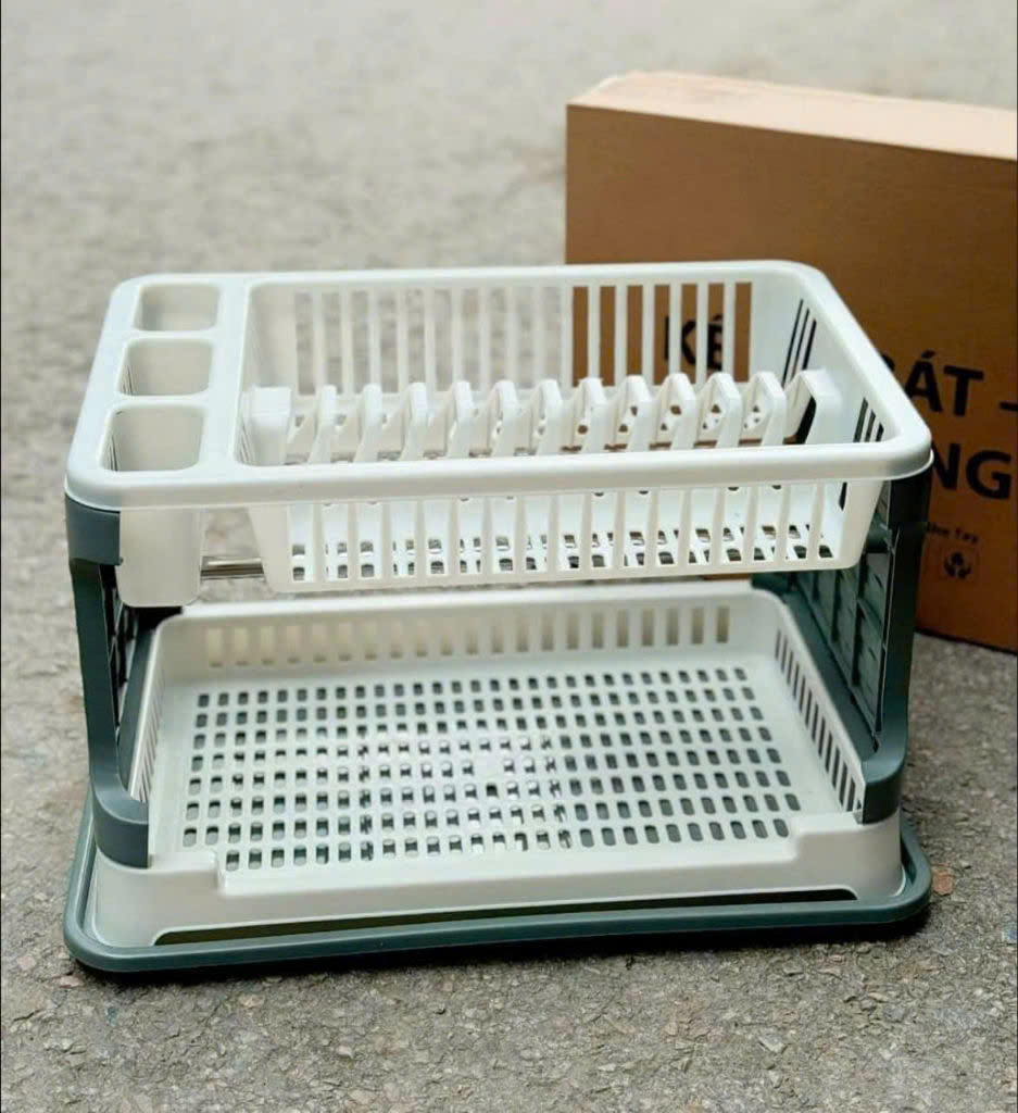 Kệ giá úp bát đĩa 2 tầng ráo nước mẫu mới