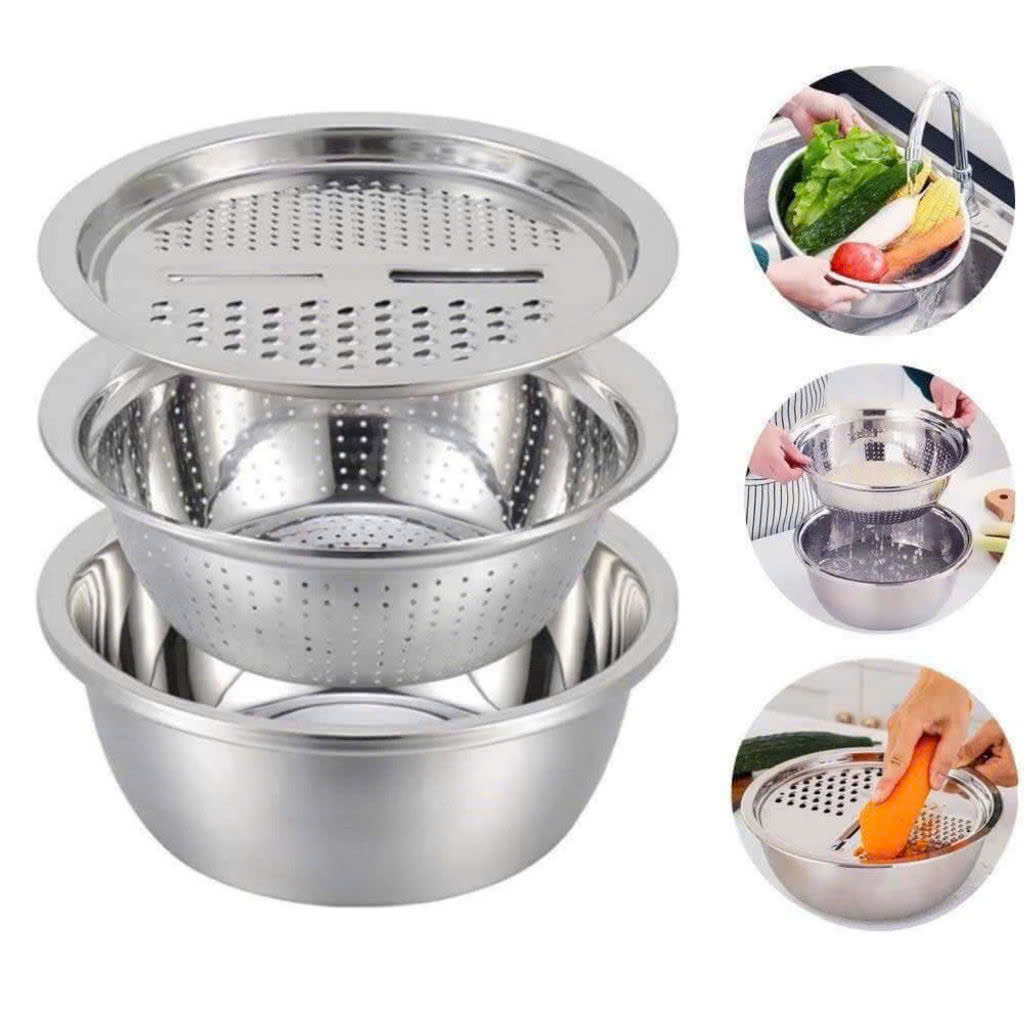 Bộ Chậu Rổ Nạo Đa Năng 3in1