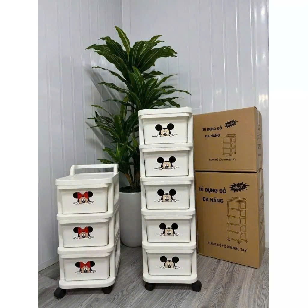 TỦ KÉO ĐA NĂNG MICKEY 4 TẦNG CÓ BÁNH XE
