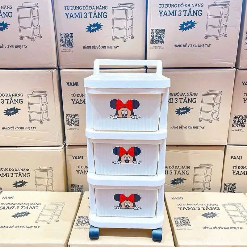 TỦ KÉO ĐA NĂNG MICKEY 4 TẦNG CÓ BÁNH XE