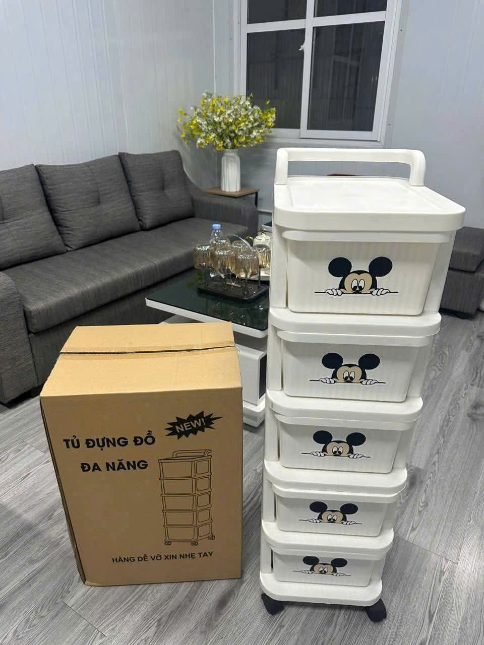 TỦ KÉO ĐA NĂNG MICKEY 4 TẦNG CÓ BÁNH XE