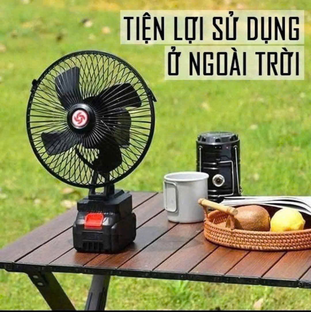 Quạt tích điện Chân Pin Phổ Thông,Quạt Pin 8 inch Sử Dụng Pin 10cell