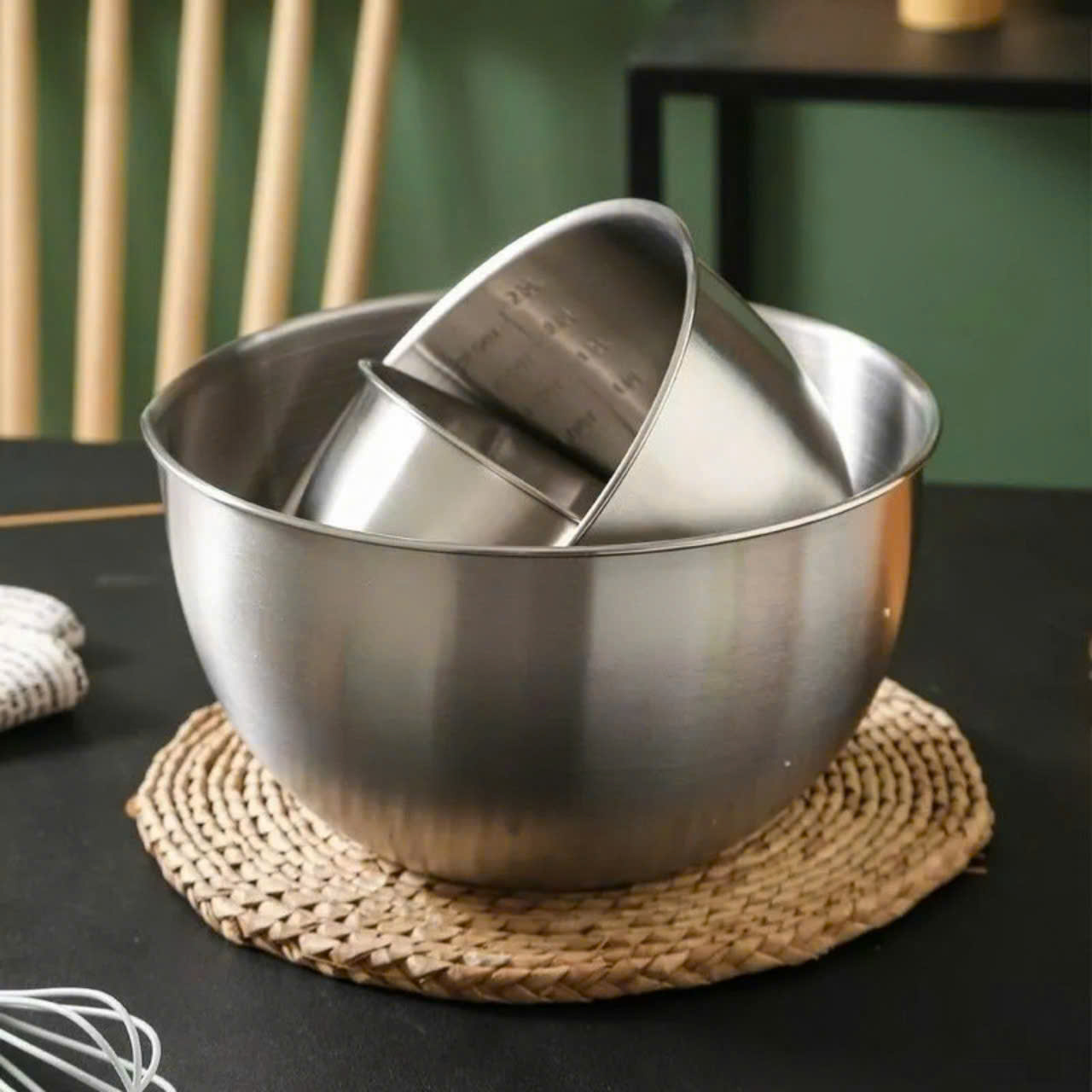 Set 3 âu trộn inox, set 3 bát inox to để trộn salad, ướp thịt