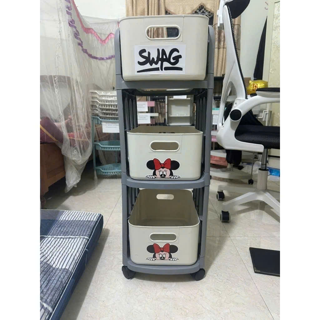 Kệ Nhựa Để Đồ 3 Tầng Mickey