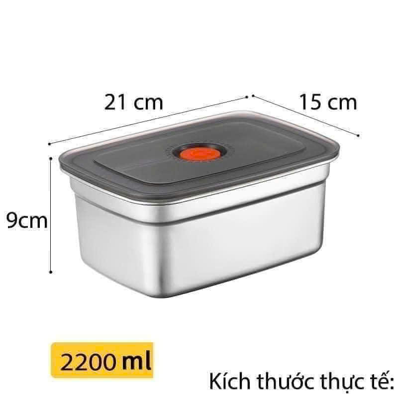 Hộp Lạnh Inox Nắp Cam 2200ml