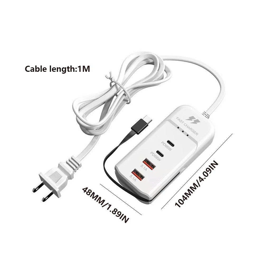 Ổ CẮM SẠC NHANH THÔNG MINH 4 CỔNG 66W KÈM DÂY SẠC