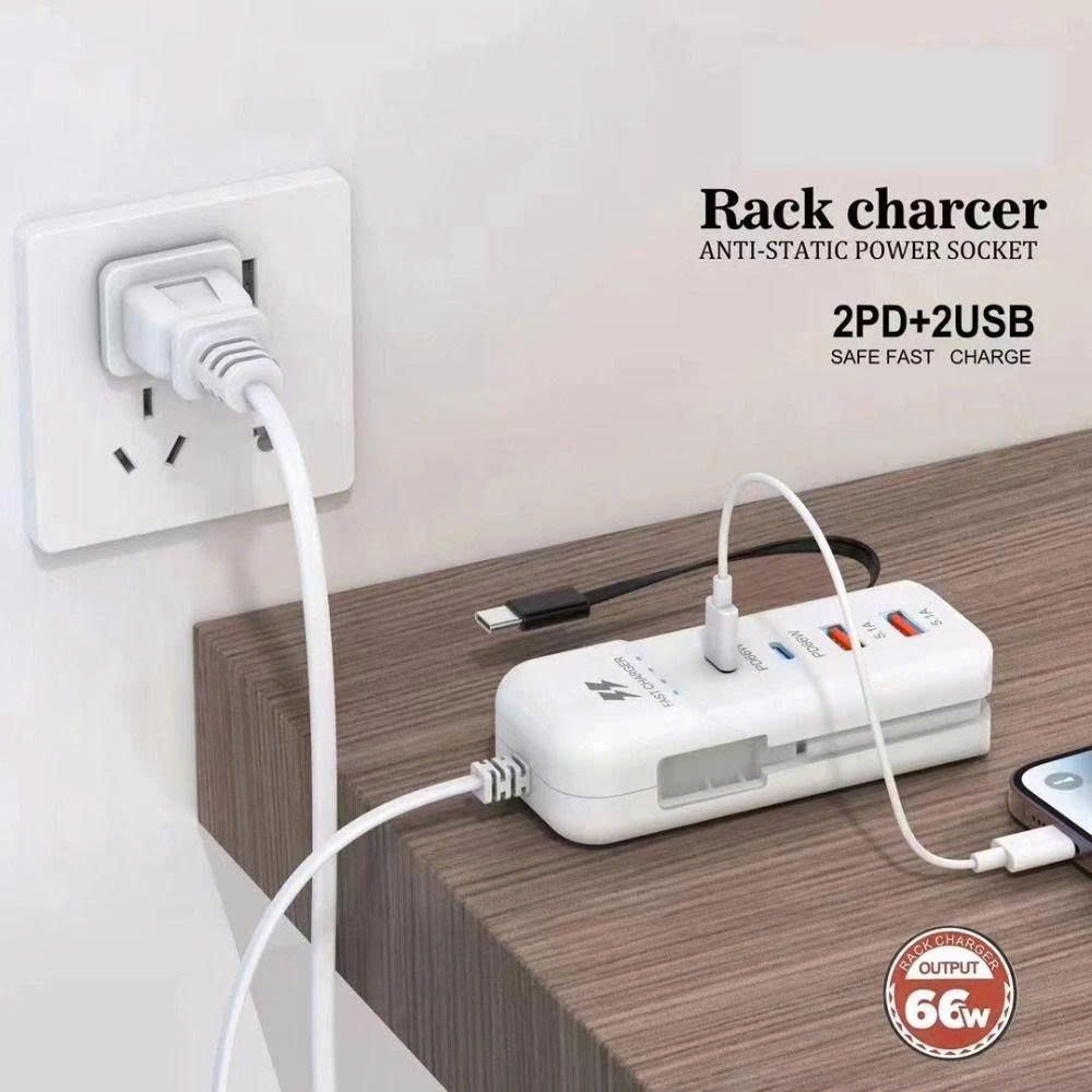 Ổ CẮM SẠC NHANH THÔNG MINH 4 CỔNG 66W KÈM DÂY SẠC