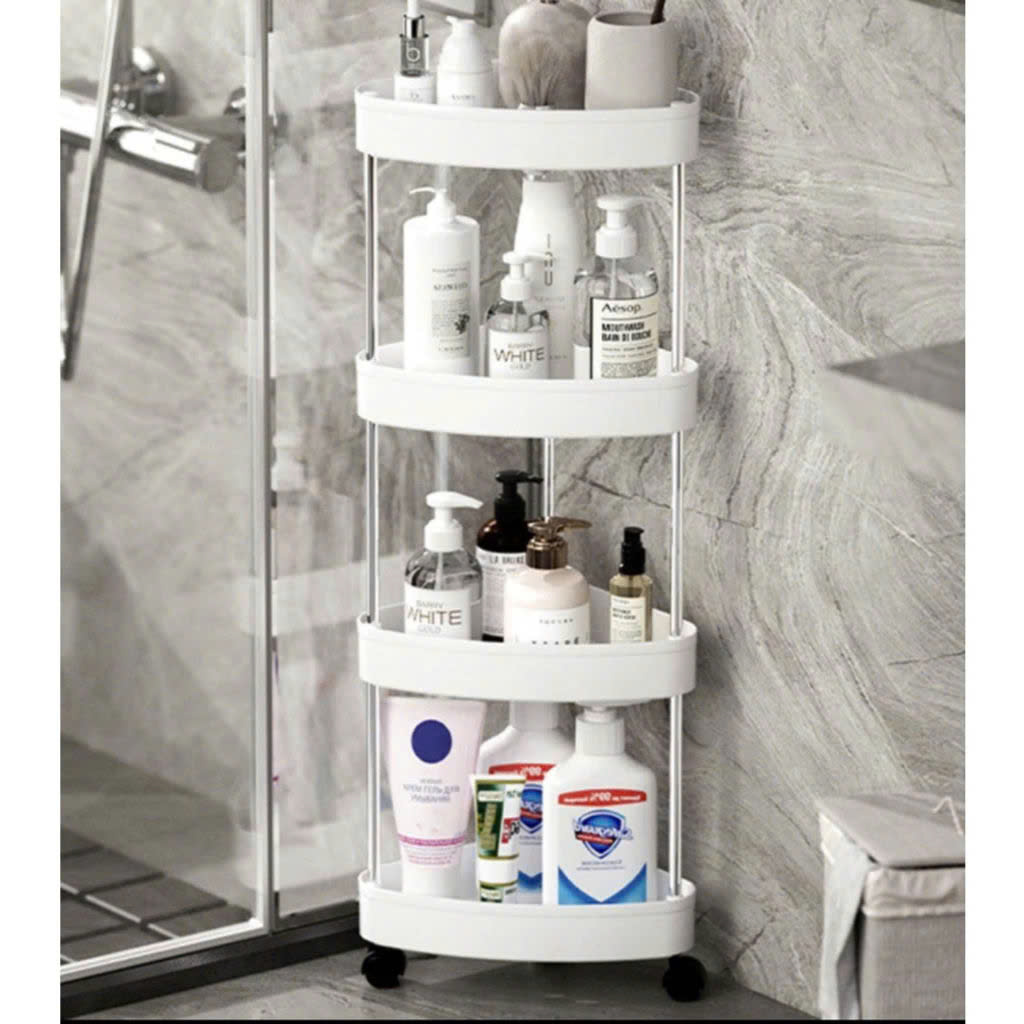 KỆ GÓC TAM GIÁC 4 TẦNG CÓ BÁNH XE