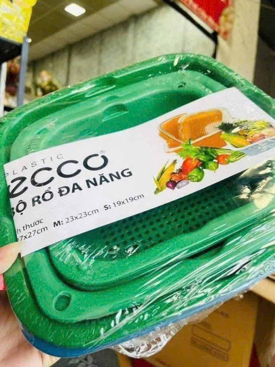 Sét 3 bộ rổ chậu nhựa to nhỏ nhà bếp, bộ rổ 6 món cao cấp đựng đồ ECCO