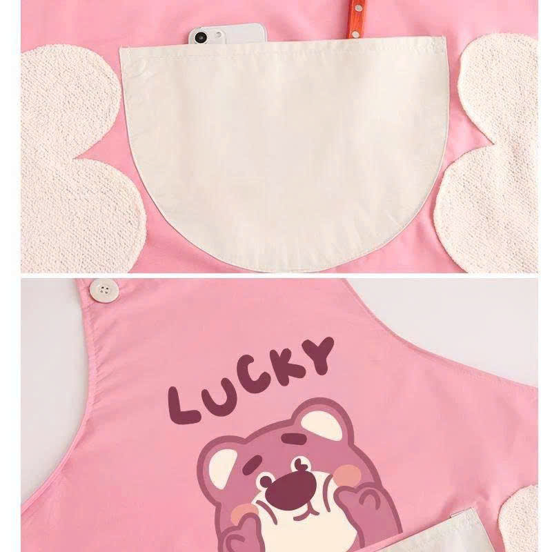 Tạp Dề Nấu Ăn Hình Gấu Dâu Lotso Dễ Thương chống thấm nước