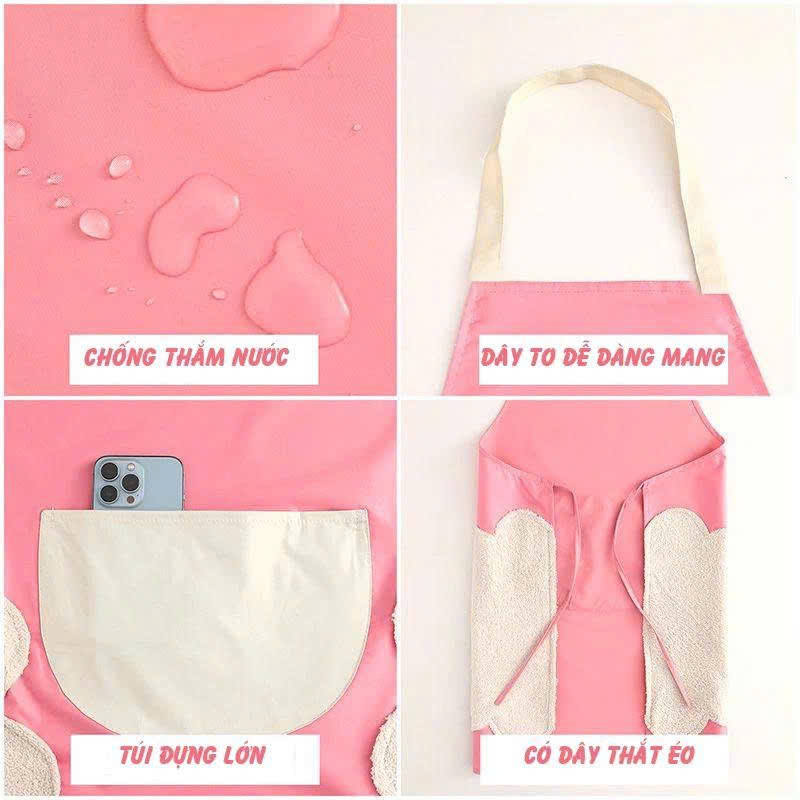 Tạp Dề Nấu Ăn Hình Gấu Dâu Lotso Dễ Thương chống thấm nước