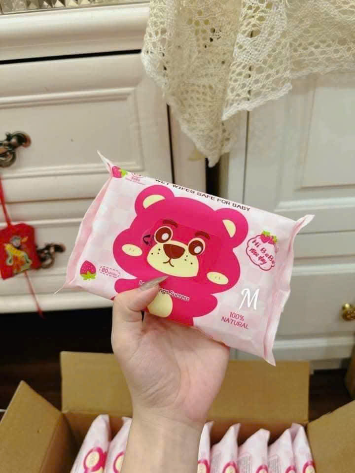 HỘP 10 GÓI  KHĂN GIẤY ƯỚT GẤU DÂU LOSTO