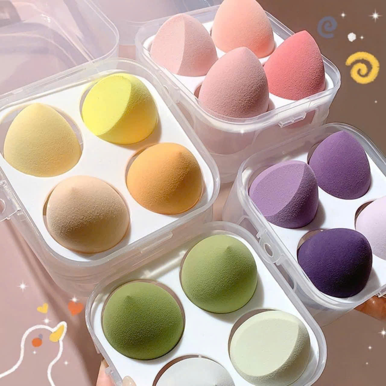 Set 4 Bông Mút Trang Điểm hình trứng siêu cute