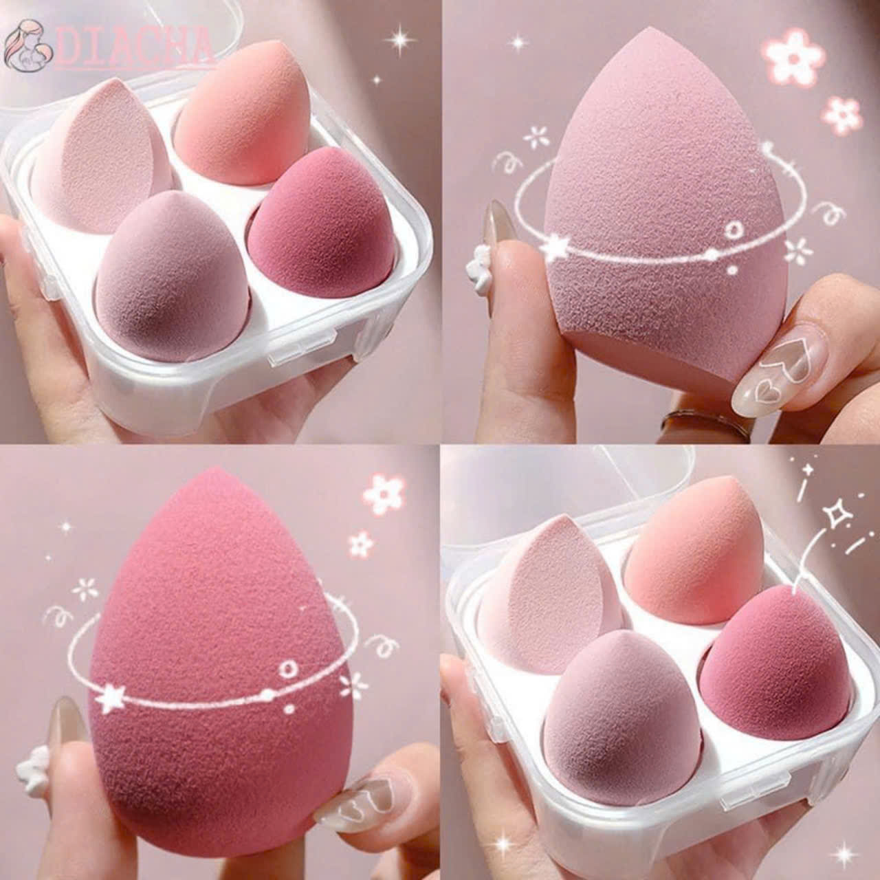 Set 4 Bông Mút Trang Điểm hình trứng siêu cute