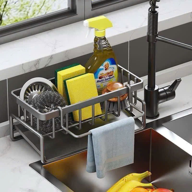 GIÁ ĐỂ ĐỒ BỒN RỬA CHÉN TÍCH HỢP THANH TREO KHĂN TIỆN LỢI