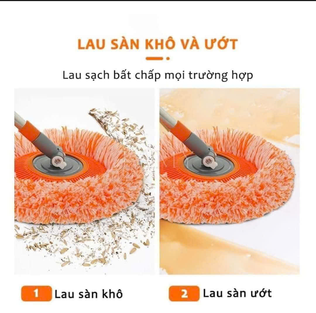 CHỔI QUÉT BỤI TRẦN NHÀ MÀU CAM, LOẠI DÀI 1m9 GẤP GỌN