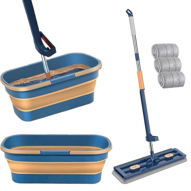 BỘ LAU NHÀ TỰ VẮT THÔNG MINH KÈM CHẬU GẤP GỌN