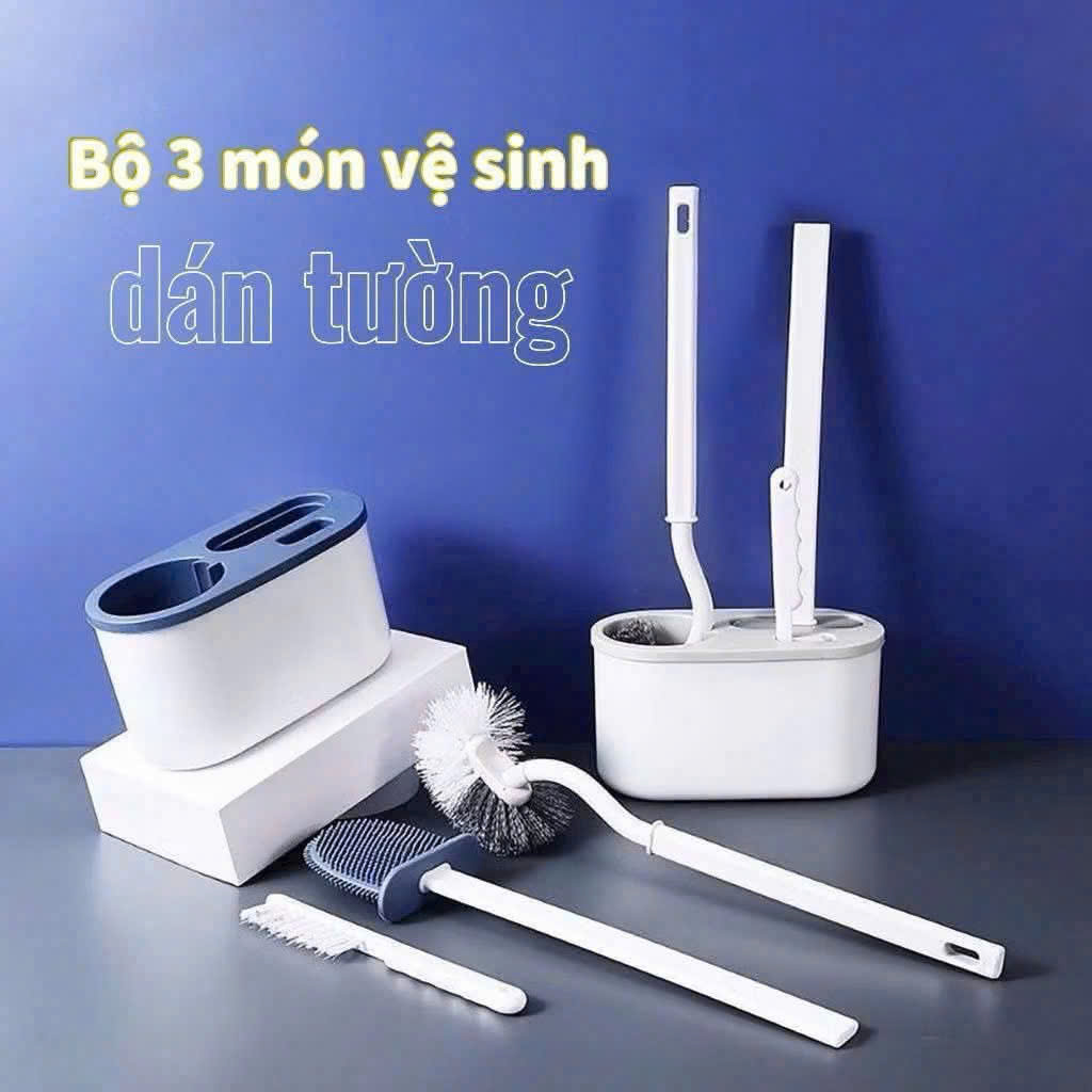 Bộ 3 Bàn Chải Vệ Sinh Toilet Dán Tường