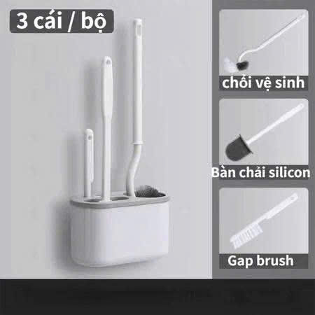 Bộ 3 Bàn Chải Vệ Sinh Toilet Dán Tường