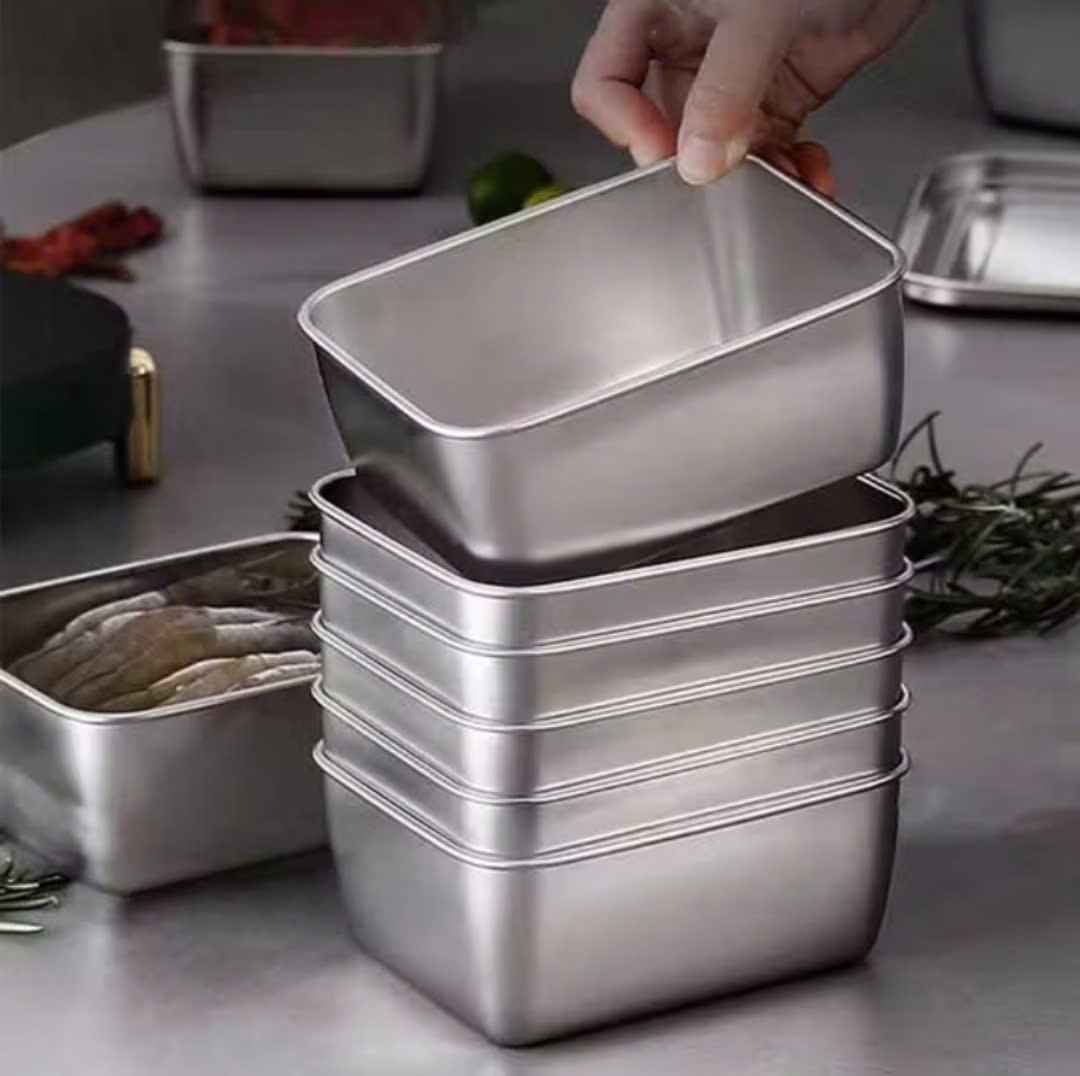 SET 5 Hộp Inox Vuông Size Nhỏ Đựng Thực Phẩm Có Nắp Đậy