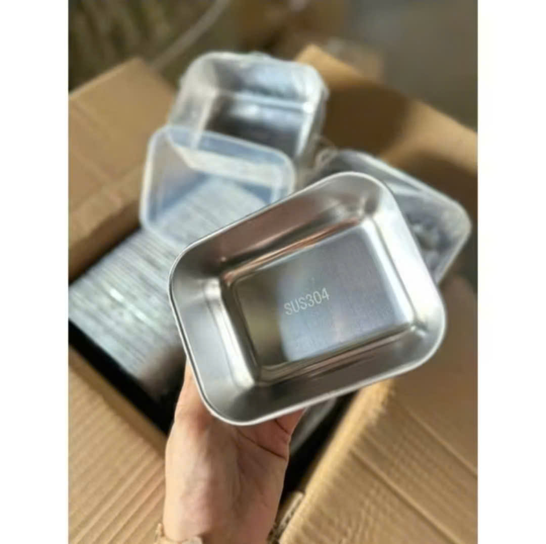 SET 5 Hộp Inox Vuông Size Nhỏ Đựng Thực Phẩm Có Nắp Đậy