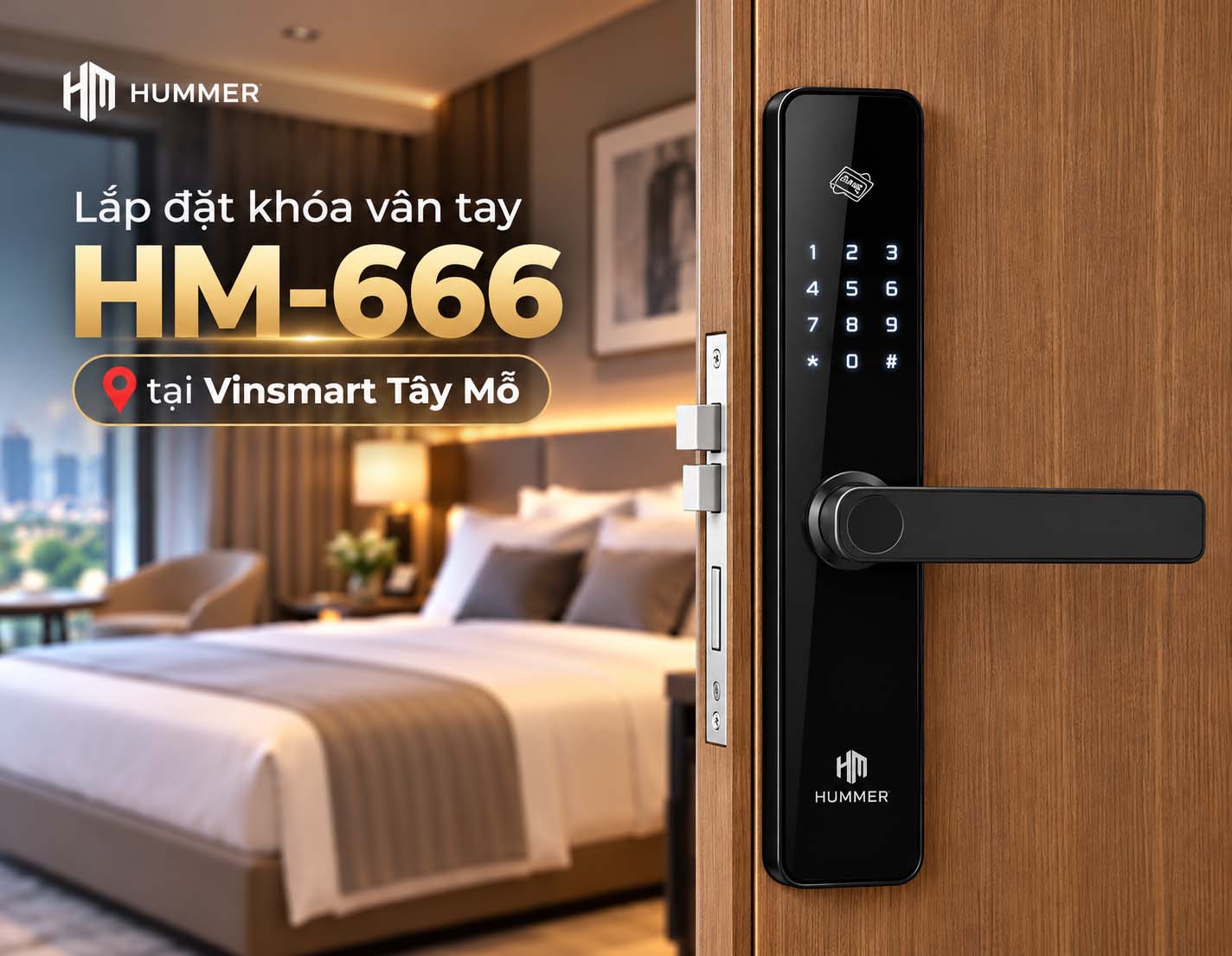 Lắp đặt khóa vân tay Hummer HM-666 tại Vinhomes Smart Tây Mỗ
