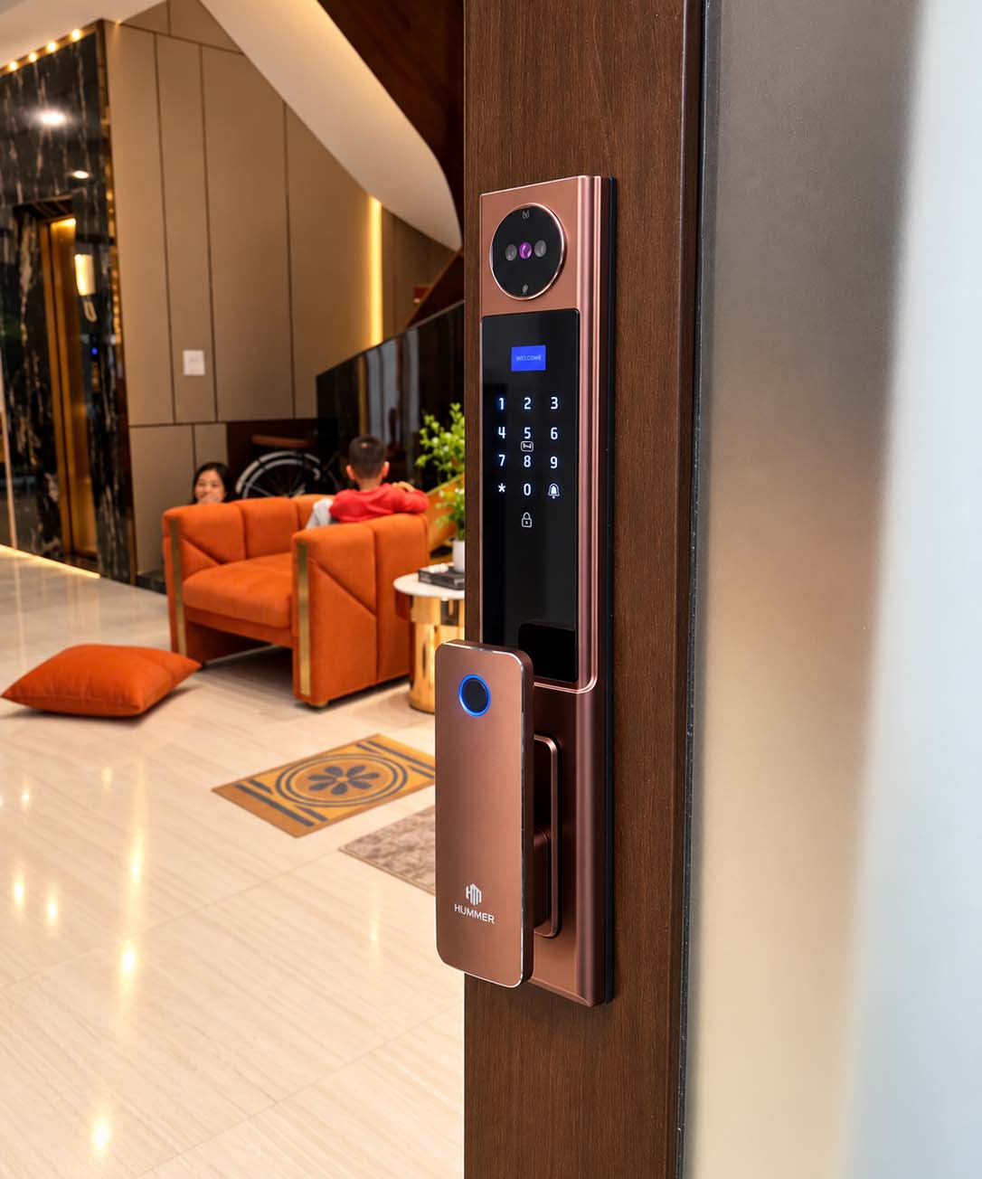Khóa cửa vân tay HUMMER HM-899F Face ID