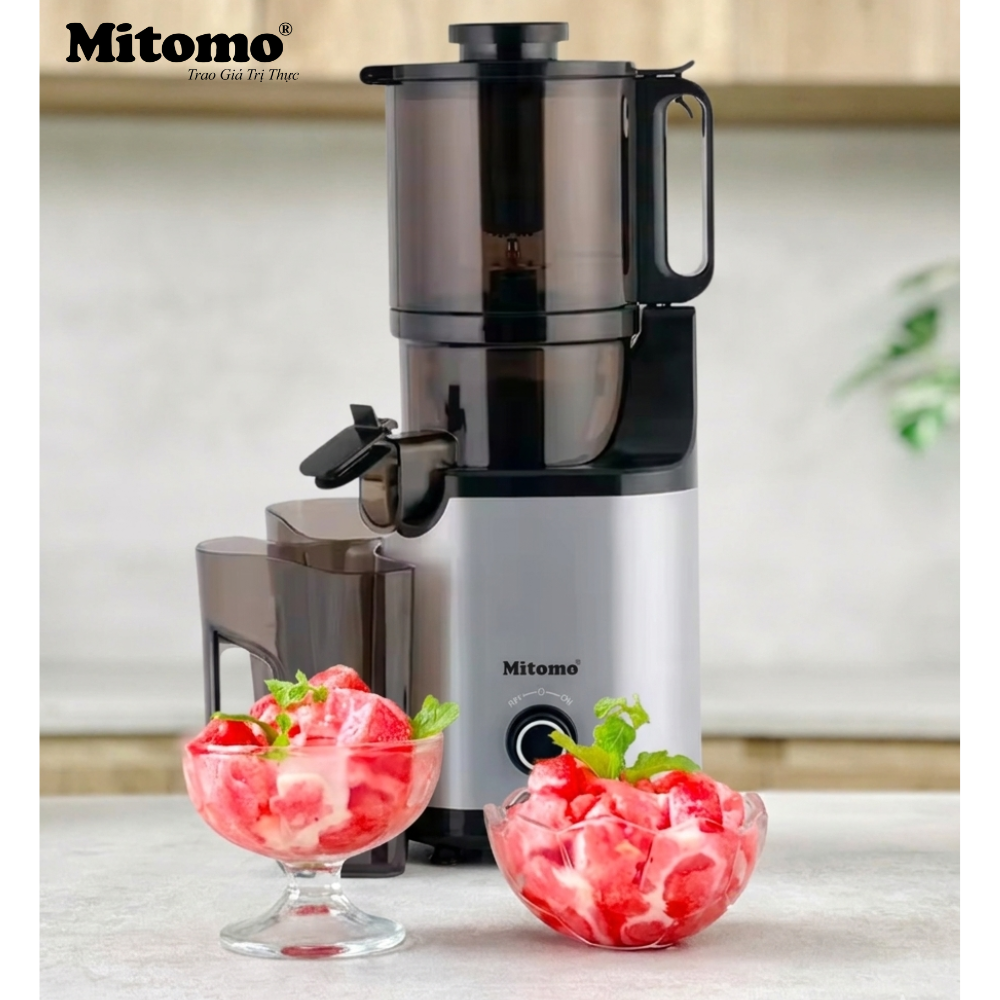 LÀM KEM TRÁI CÂY MÁT LẠNH BẰNG MÁY ÉP CHẬM CÔNG NGHIỆP MITOMO KJ-3081