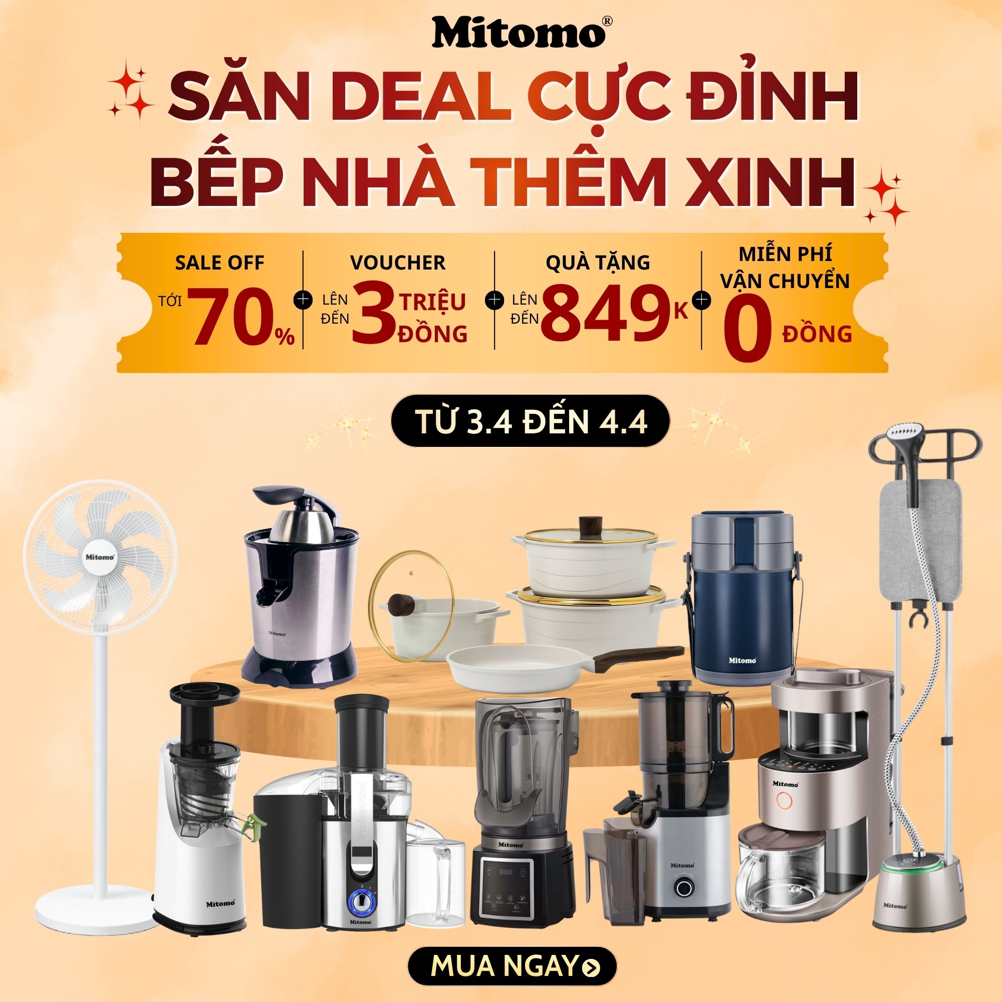 SIÊU SALE 4.4 - SĂN DEAL CỰC ĐỈNH - BẾP NHÀ THÊM XINH CÙNG MITOMO