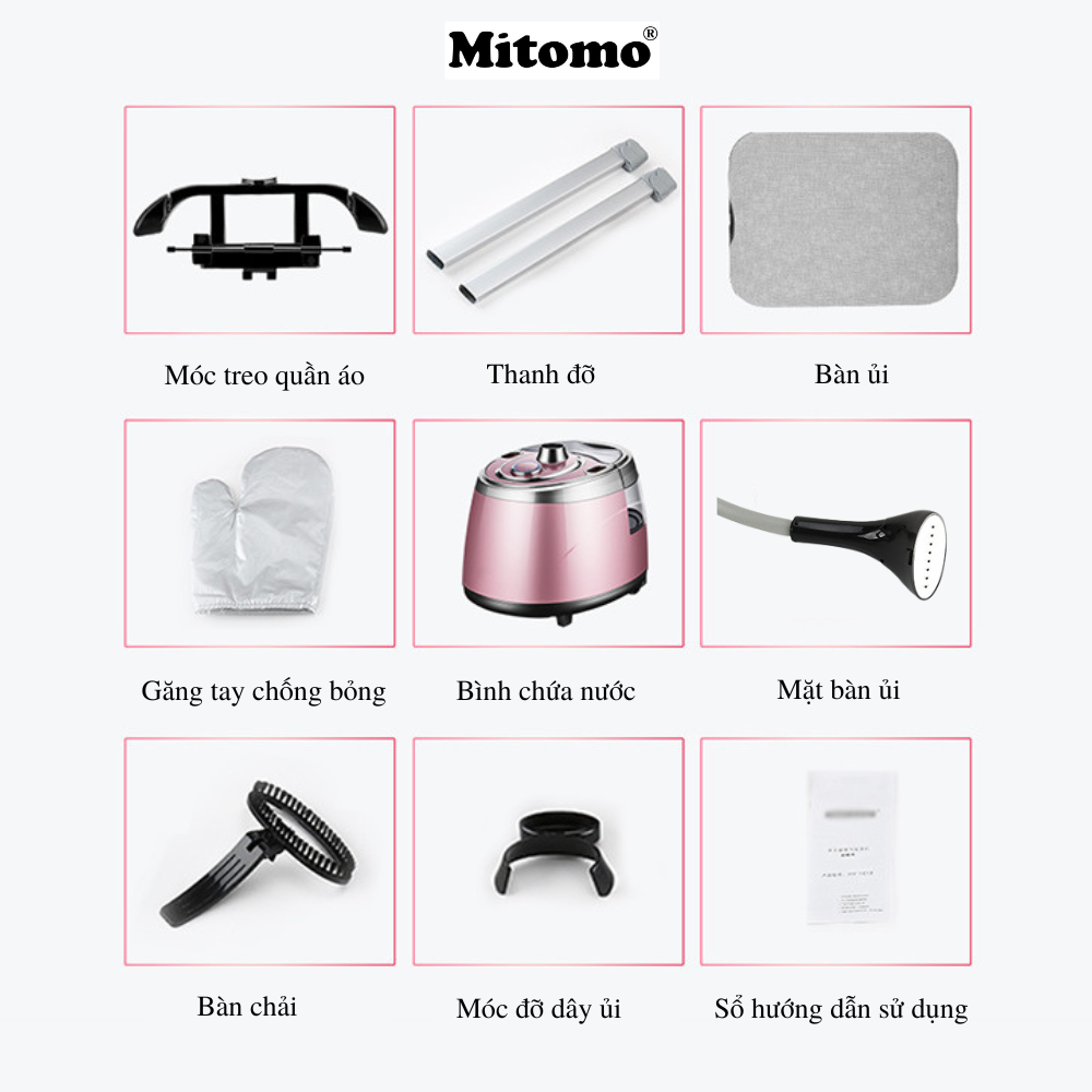 Bàn ủi hơi nước đứng Mitomo GC-559 Màu Hồng Nhạt