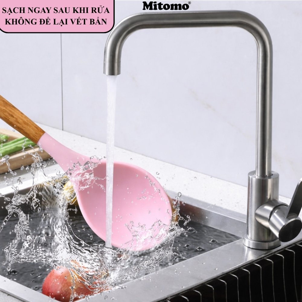 Bộ Dụng Cụ Nấu Ăn Silicone Cán Gỗ Tự Nhiên 12 Món Mitomo - An Toàn, Chịu Nhiệt Cao