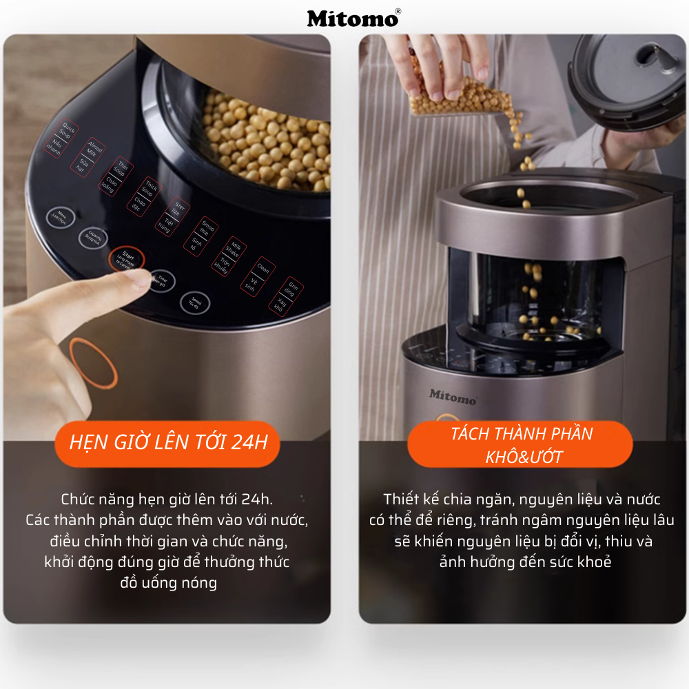 Máy làm sữa hạt tự động cao cấp Mitomo MSH-986MAX