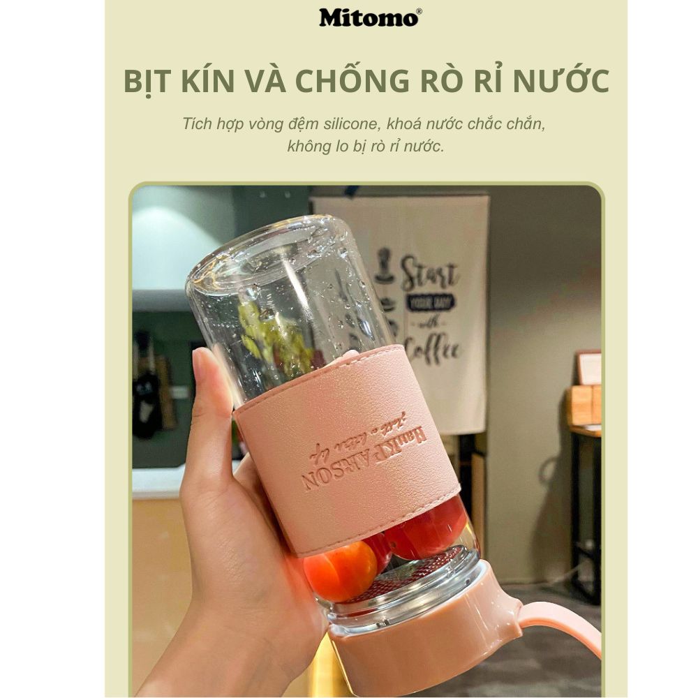 Bình thủy tinh cao cấp đựng nước detox, đựng nước trái cây HanKPARSON 500ml