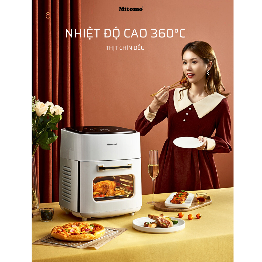 Nồi chiên không dầu điện tử Mitomo MTD-AF15, dung tích 15L Màu Trắng