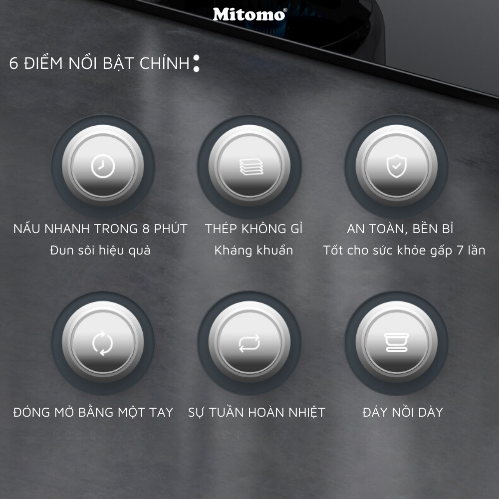 Nồi áp suất inox đáy từ cao cấp Mitomo 304AEU