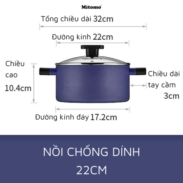Bộ nồi chảo chống dính vân đá cao cấp Mitomo Cooker King phong cách Hàn Quốc