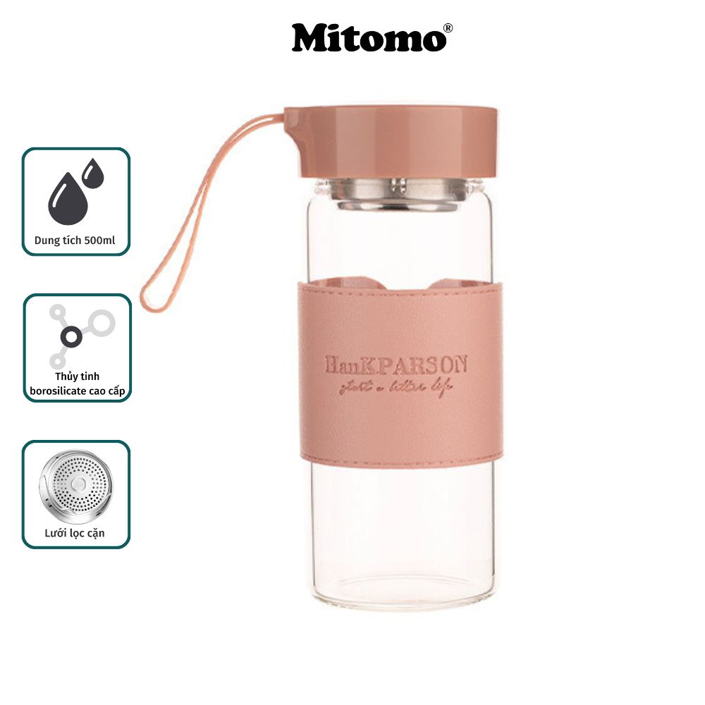 Bình thủy tinh cao cấp đựng nước detox, đựng nước trái cây HanKPARSON 500ml
