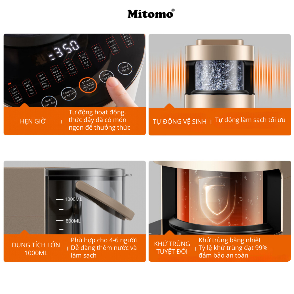 Máy làm sữa hạt tự động cao cấp Mitomo MSH-986MAX